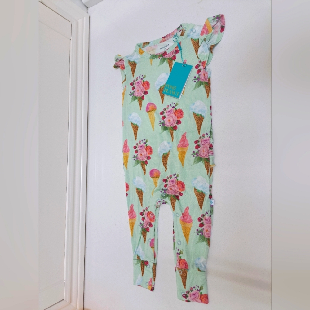 Ice Cream and Floral Print Baby Romper, ONESIE